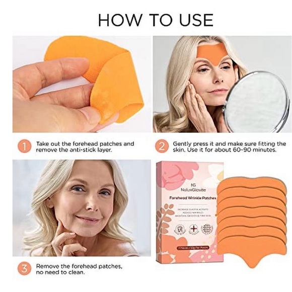 Nuluxglovite Forehead 7 Anti Wrinkle Patches with Hydrolyzed Collagen NWB - Picture 3 of 7